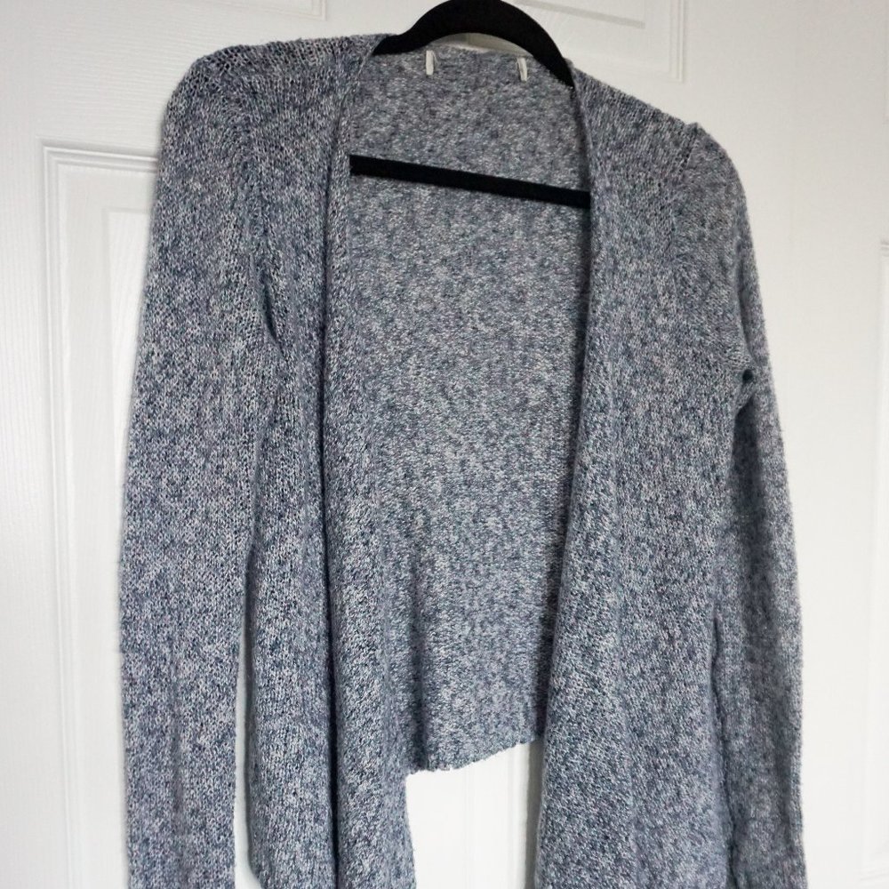 Blue knit asymmetrical cardigan